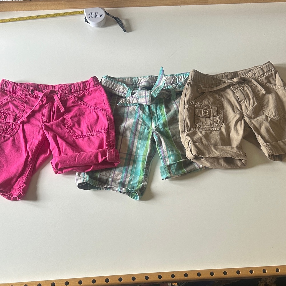 Bundle - GAP Kids Shorts Trio - Pink, Green Plaid, Tan